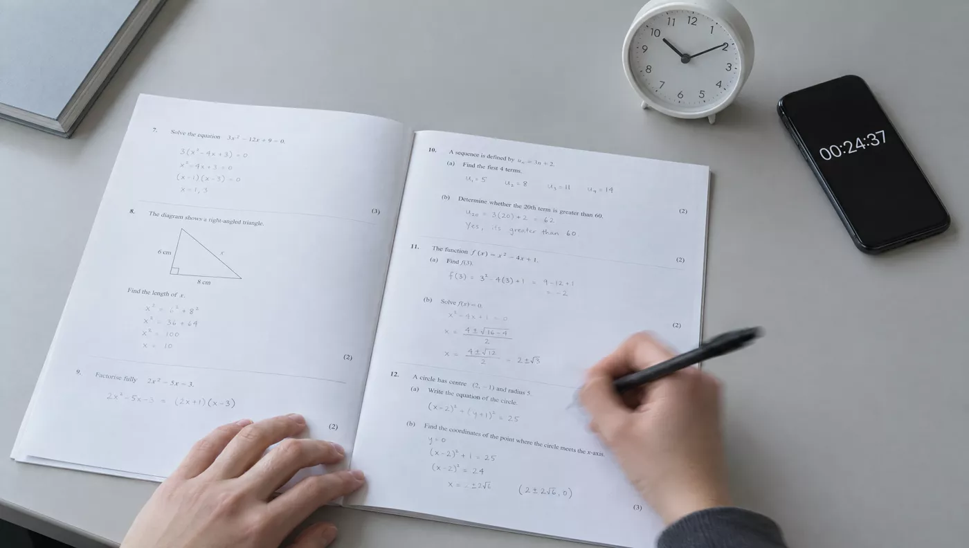 Exam-style questions being attempted under time